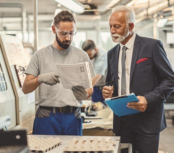 Employer working with employee